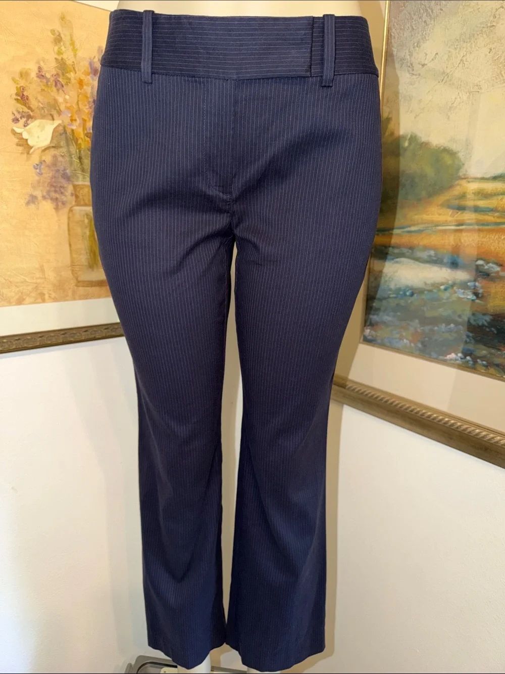 Ann Taylor Curvy Navy Pinstripe Dress Pants Size 2